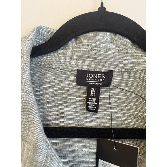 Jones New York Signature Linen Blend Top w/Roll Tab Sleeves Green Size Large NWT - Picture 5 of 10